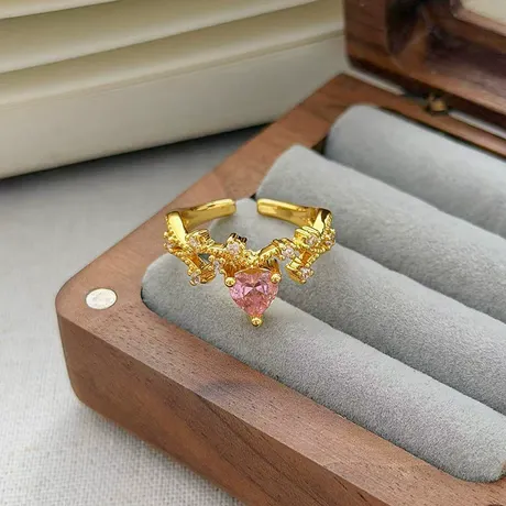 bs3_66_990472412035.jpg Liberty Power Crown Rose Pink Heart Ring Set - 图片 1