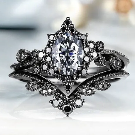 bs3_82_848745835635.jpg Gothic Black Thorn Rose Coffin Ring Set - 图片 1