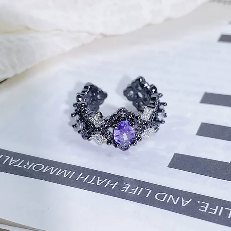 bs3_86_932621167854.jpg Gothic Black Floral Pear Cut Engagement Ring Set - 图片 1