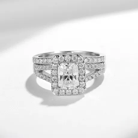 bs4_101_860152856806.jpg Vintage Multi Row Radiant Cut Bridal Set 2PCS - 图片 1