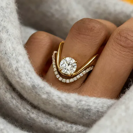 bs4_108_988937434218.jpg Unique Two Tone Double Heart Ring Set Sterling Silver - 图片 1