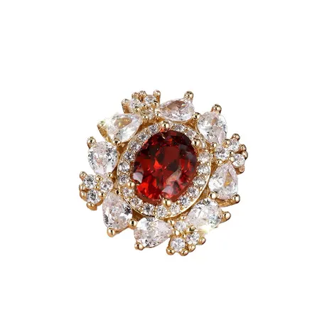 bs4_96_902362594593.jpg Gorgeous Halo Oval Cut Red Stone Ring Set 3PCS - 图片 1