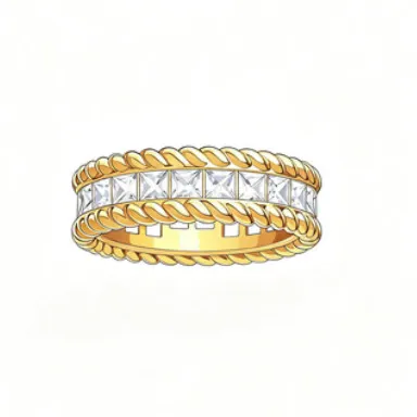 bs5_125_1061052208638.jpg Everyday Two Tone Rope Twisted Engagement Ring Set 2PCS - 图片 1