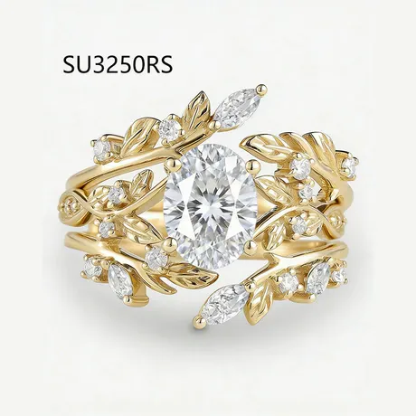 bs5_140_1037274345871.jpg Leaf Twist Sparkling Pear Shaped Ring Set - 图片 1