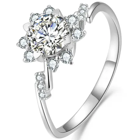 er5_121_898445094372.jpg Floral Halo Engagement Ring Sterling Sliver - 图片 1