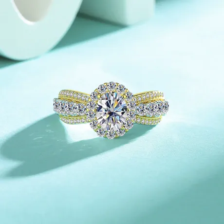 er5_140_978982840765.jpg Vintage Heart Halo Three Row Pave Engagement Ring - 图片 1