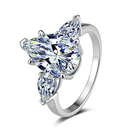 er5_141_1045844889438.jpg Three Stone Heart Lab Grown Diamond Ring 10K/14K/18K Gold Platinum - 图片 1