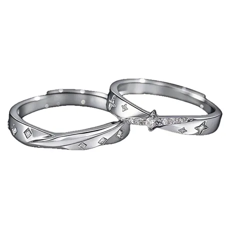 na_10_1013723949505.jpg Two Tone Cat Matching Couple Ring Set Sterling Silver - 图片 1