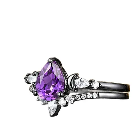 na_112_1041580576586.jpg Gothic Black Infinity Purple Rose Cut Flower Ring - 图片 1