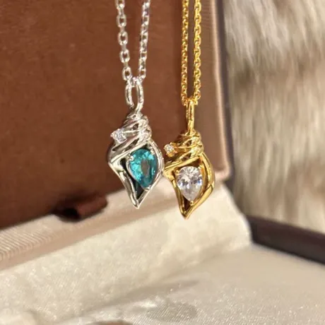 na_127_1052780488111.jpg Custom Birthstone Gold Conch Shell Necklace - 图片 1