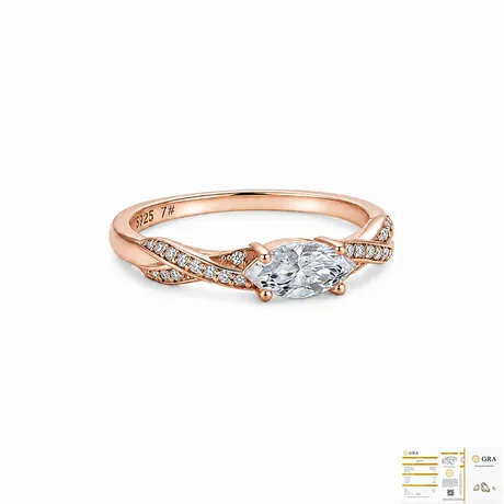 na_128_1066326869989.jpg Gold Bypass Oval Cut Cluster Engagement Ring - 图片 1