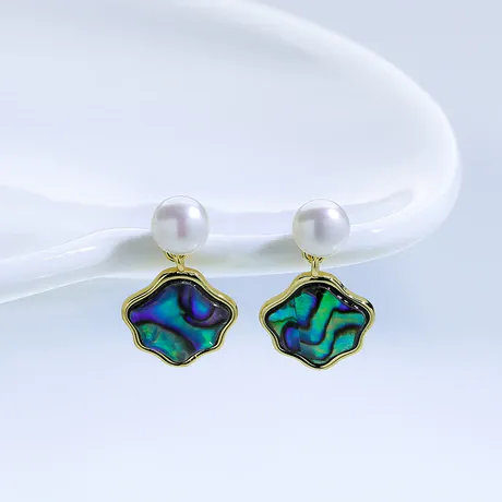 na_142_747809544900.jpg Pearl Drop Earrings With Abalone Shell Effect Pendants - 图片 1