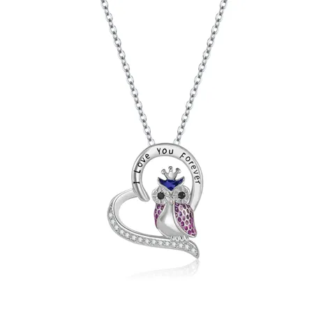 na_15_998316768830.jpg Custom Two Tone Cat Heart Necklace With Birthstone - 图片 1