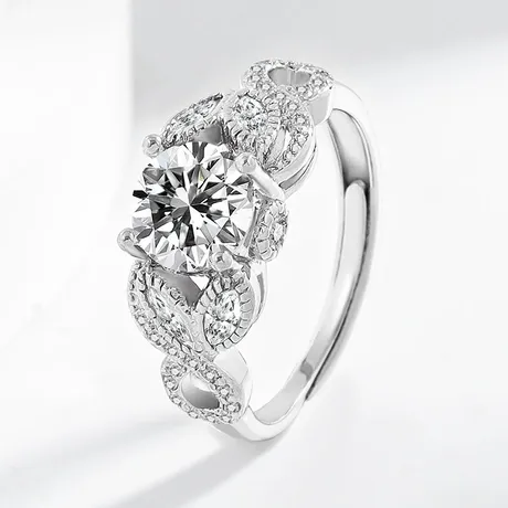 na_198_902579201529.jpg Vintage Milgrain Tulip Twist Round Engagement Ring - 图片 1
