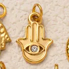 na_212_995317048731.jpg Move My Way 18k Gold Plated Hamsa Hand Evil Eye Charm - 图片 1