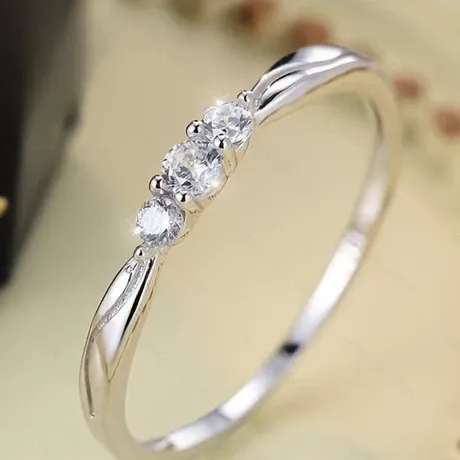 na_247_1044498058659.jpg Simple Twist Three Stone Engagement Ring Sterling Silver - 图片 1