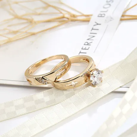 na_257_993179265680.jpg Parallel Meet Gold Custom Engravable Bypass Wedding Ring Set - 图片 1