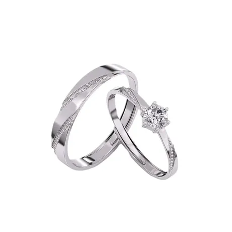 na_264_876484904075.jpg Stippled Twist Solitaire Promise Ring Sterling Silver - 图片 1