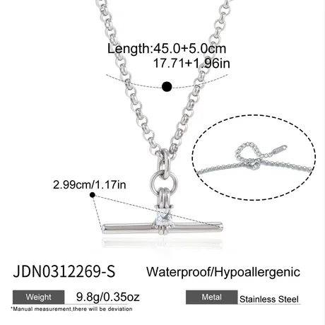 na_27_1043264449126.jpg Gold Dainty Love Knot Twist T Bar Necklace - 图片 1