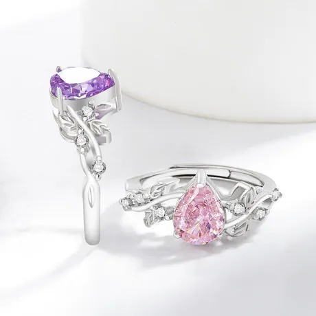 na_280_1053342288636.jpg Parallel Meet Custom Name Pink Blossom Cut Flower Promise Ring - 图片 1