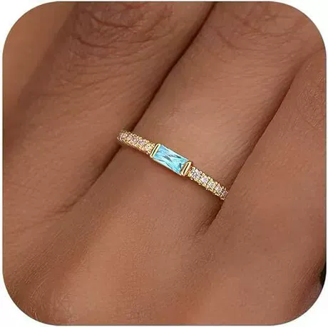 na_49_996240826685.jpg Custom Dainty East West Baguette Cut Birthstone Ring - 图片 1