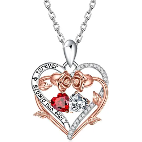 na_4_763350093605.jpg Petland Custom Birthstone Couple Cat Heart Necklace - 图片 1