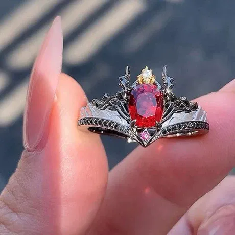 na_64_927100307570.jpg Until Death Dark Knight Bat Wing Dagger Coffin Ring Set - 图片 1