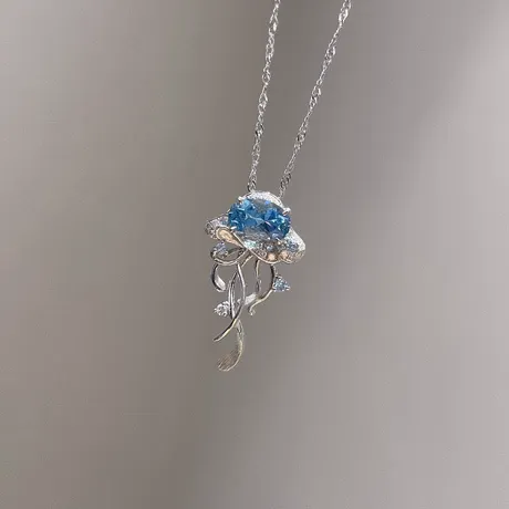 na_81_1046564519430.jpg Jellyfish Necklace With Blue Oval Cut Stone - 图片 1