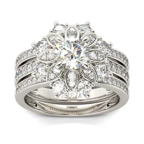 na_86_997859073486.jpg Round Engagement Ring With Heart Crown Enhancer Set - 图片 1