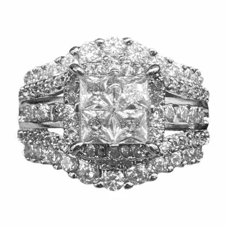 na_91_1042052800703.jpg Radiant V Shape Women Ring Set Sterling Silver - 图片 1