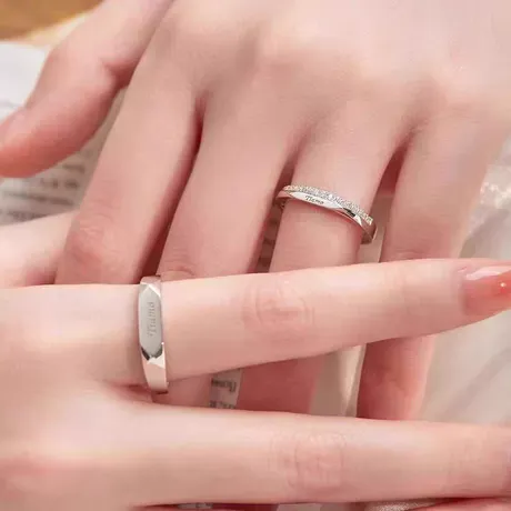 na_98_890002736848.jpg Two Tone Je T Aime Matching Pave Wedding Band For Women - 图片 1