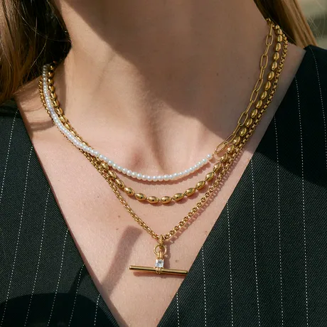 nk2_36_1043264449126.jpg Andy Style Pearl Bead And T-Bar Pendant Layering Necklace Set - 图片 1