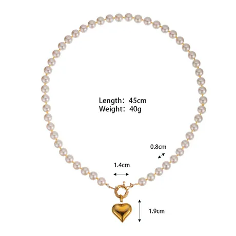 nk2_56_966581521390.jpg Andy Style Gold Heart Pendant Pearl Necklace - 图片 1