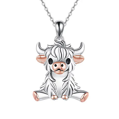 nk3_103_855772330358.jpg Custom Magnetic Highland Cow Necklace With Birthstone - 图片 1