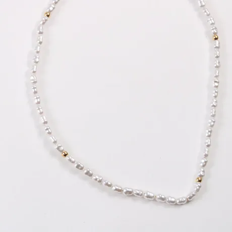 nk3_71_1039574250643.jpg Everyday "Andy" Style Pearl Necklace With Gold Beads - 图片 1