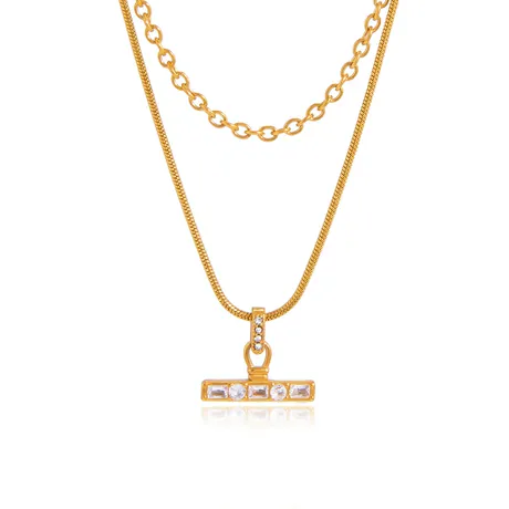 nk3_72_1044109740919.jpg Everyday "Andy" Style Double Layered T-Bar Necklace - 图片 1