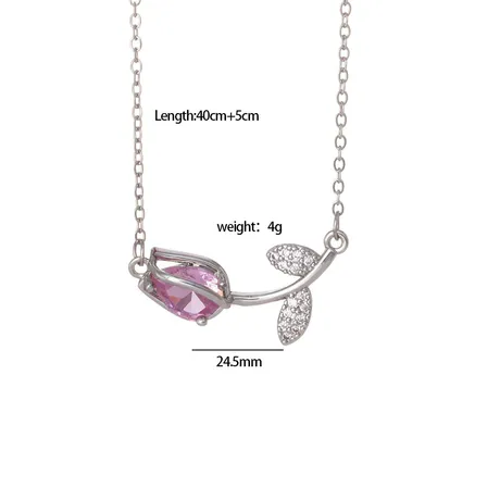 nk3_75_760289558127.jpg Blossom Tulip Necklace With Pink Stone Sterling Silver - 图片 1