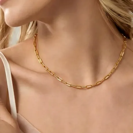 nk3_79_1050368278621.jpg Everyday Stainless Steel Paperclip Chain Necklace - 图片 1