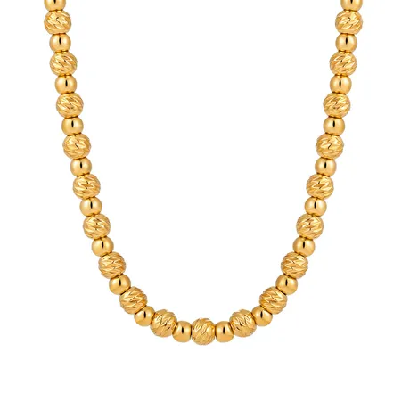 nk3_81_893245202114.jpg "Andy" Style Everyday Gold Tone Stainless Steel Beaded Necklace - 图片 1
