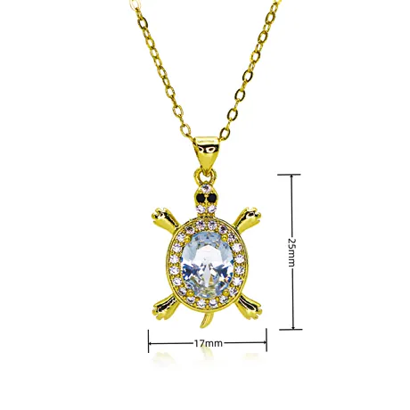 nk3_82_849235322788.jpg Hug Me Two Tone Pear Cut Moss Agate Turtle Necklace - 图片 1