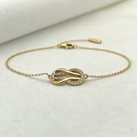 nk3_89_1017735100026.jpg Gold Plated Love Knot Necklace In Sterling Sterling - 图片 1