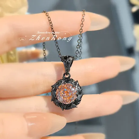 nk3_93_877843767507.jpg Custom Gothic Black Lotus Necklace With Birthstone - 图片 1