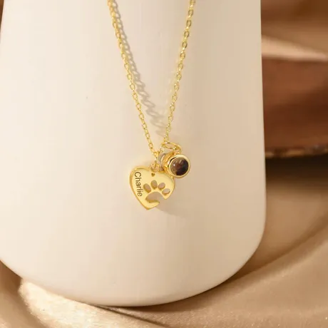 nk4_111_978417375723.jpg Petland Custom Name Heart & Paw Photo Projection Necklace - 图片 1