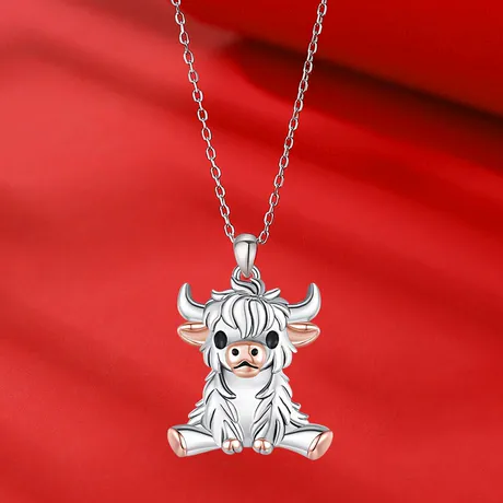 nk4_120_855772330358.jpg Hug Me Highland Cow Necklace With Heart Birthstone - 图片 1