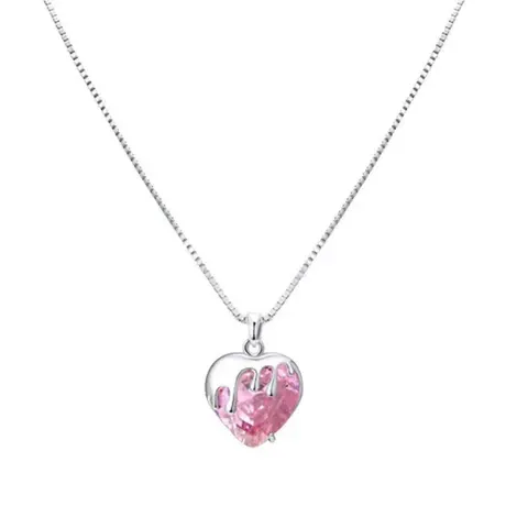nk4_143_1017262581630.jpg Honey Love Pink Heart Necklace In Sterling Silver - 图片 1