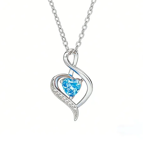 nk4_144_1030316823739.jpg Custom Ribbon Twist Double Heart Necklace - 图片 1