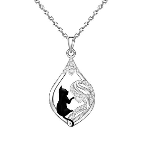 nk4_146_1028496674289.jpg Petland Cat Mom Gold Heart Necklace In Sterling Silver - 图片 1