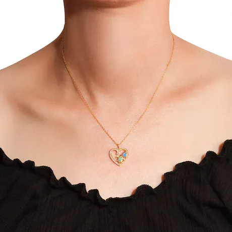 nk4_149_1053861955933.jpg Custom Whisper Lion Necklace With Heart Birthstone - 图片 1