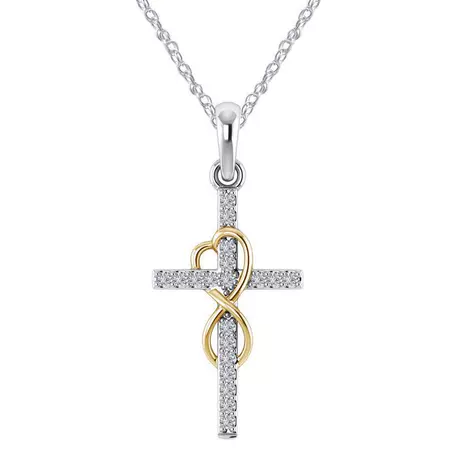 nk5_153_645305082611.jpg Rose Gold Infinity Cross Necklace Sterling Silver - 图片 1