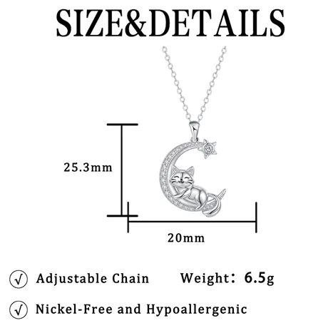 nk5_154_1053859522539.jpg Custom Cat Moon Birthstone Necklace Sterling Silver - 图片 1